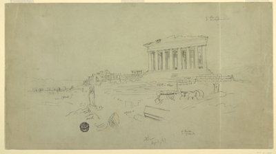 Parthenon und Erechtheion, Athen, April 1869 von Frederic Edwin Church