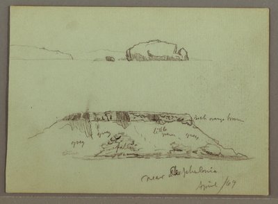 Felsen vor Küstenlinie, Felsklippen an der Küste, April 1869 von Frederic Edwin Church