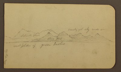 Raues Gebirge über einer Ebene; Verso: Figuren, Landschaft, 12. Dezember 1884 von Frederic Edwin Church