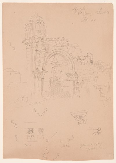 Ruinen der St.-Georgs-Kirche, Lydda [heutiges Lod], 7. Februar 1868 von Frederic Edwin Church