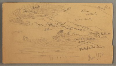 Scharfe Berggipfel, bewölkter Himmel, Juni 1874 von Frederic Edwin Church