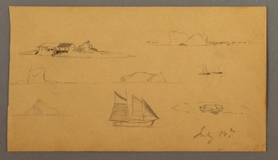Zeichnung, Skizzen aus Labrador, möglicherweise 14. Juli 1859 von Frederic Edwin Church