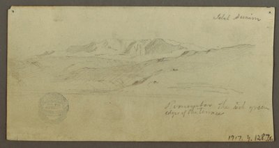 Zeichnung, Herrschaftshaus, Figur reitet, Kamel, Architekturstudien, Palme, möglicherweise 1868 von Frederic Edwin Church