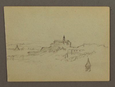 Dorf auf einem Hügel, möglicherweise 1868–69 von Frederic Edwin Church