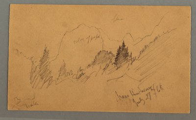 Zeichnung, Bewaldete Gipfel, 27. Juli 1868 von Frederic Edwin Church