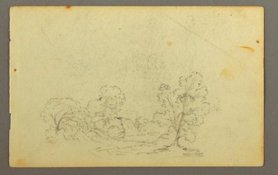 Zeichnung, Bewaldete Landschaft, möglicherweise 1845 von Frederic Edwin Church