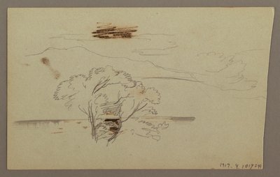 Zeichnung, Bewaldeter Hang, Hügellandschaft, 1863 von Frederic Edwin Church