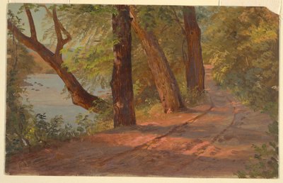 Landschaft aus Nordamerika (Straße an einem See) von Frederic Edwin Church