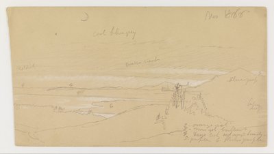 Fluss durch Bergtal mit Himmel und Halbmond von Frederic Edwin Church