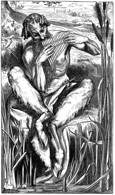 Pan spielt seine Flöten, Holzstich, London, 1862 von Frederic Leighton