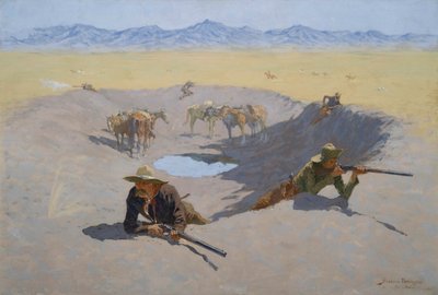 Kampf um das Wasserloch von Frederic Remington