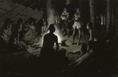 Rat des französischen Entdeckers mit den Indianern von Frederic Remington