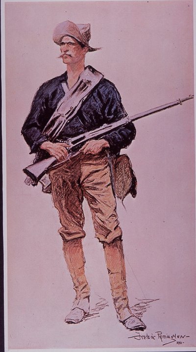 Spanisch-Amerikanischer Krieg 1898, US-Infanterist bewaffnet mit Krag-Jorgensen-Magazingewehr von Frederic Remington