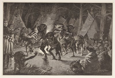 Der Büffeltanz, aus Harpers Weekly, veröffentlicht 1887 von Frederic Remington
