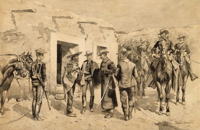 U.S. Kavallerie jagt Garza-Männer am Rio Grande von Frederic Remington