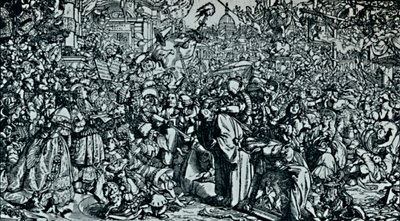 Eitelkeitsmesse. Aus The Pilgrims Progress Bunyan, ca. 1861, 1923 von Frederic Shields
