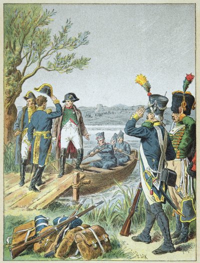 Napoleon Bonaparte und Massena auf der de Lobau nach der Schlacht von Essling, 22. Mai von Frederic Theodore Lix