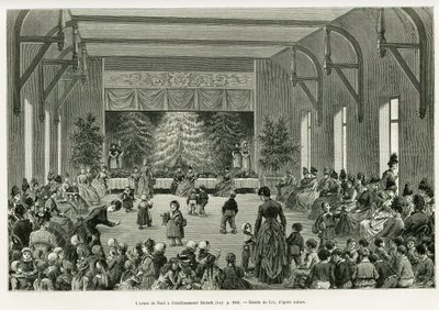 Der Weihnachtsbaum im Dietsch-Etablissement. Gravur von Lix zur Illustration der Geschichte A travers l