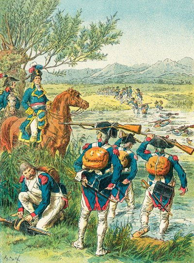 Die Schlacht von Zürich - Überquerung der Lintz von Frederic Theodore Lix