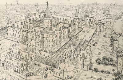 Louvre in Paris zur Zeit von Karl V., Zeichnung von Frederic de Clarac, Frankreich von Frederic de Clarac
