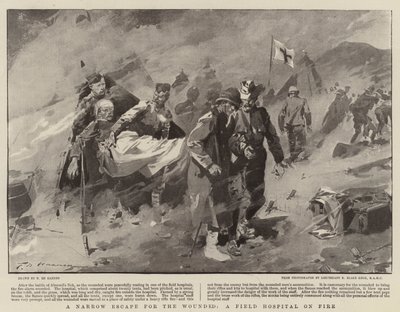 Eine knappe Flucht für die Verwundeten, ein brennendes Feldlazarett von Frederic de Haenen