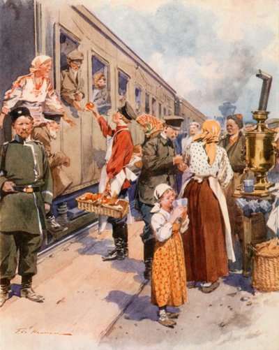 Tee-Verkäufer an einem Landbahnhof von Frederic de Haenen