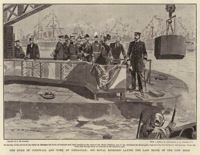 Der Herzog von Cornwall und York in Gibraltar, Seine Königliche Hoheit legt den letzten Block des neuen Moles von Frederic de Haenen