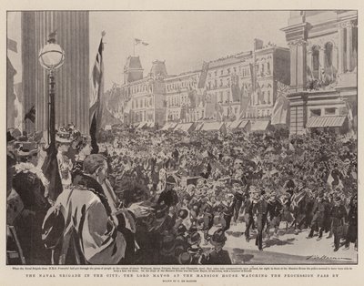 Die Marinebrigade in der Stadt, der Lord Mayor am Mansion House beobachtet die Prozession von Frederic de Haenen