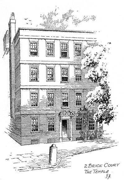 Oliver Goldsmiths Haus, 2 Brick Court, Temple, London, 1912 von Frederick Adcock