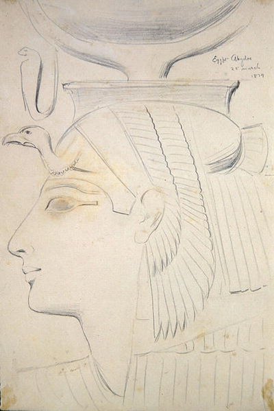 Studie eines Reliefs einer Göttin im Tempel von Seti I, Abydos von Frederick Arthur Bridgman