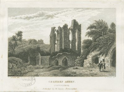Croxden Abbey (Kupferstich, ca. 1830) von Frederick Calvert