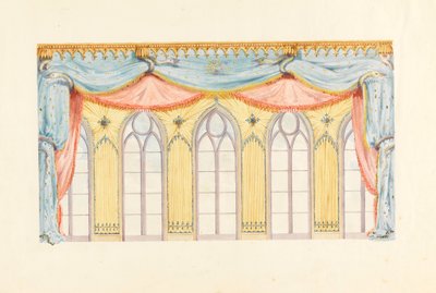 Fensterdekoration, wahrscheinlich für die Ostwand des Musikzimmers, Royal Pavilion, Brighton, 1820 von Frederick Crace