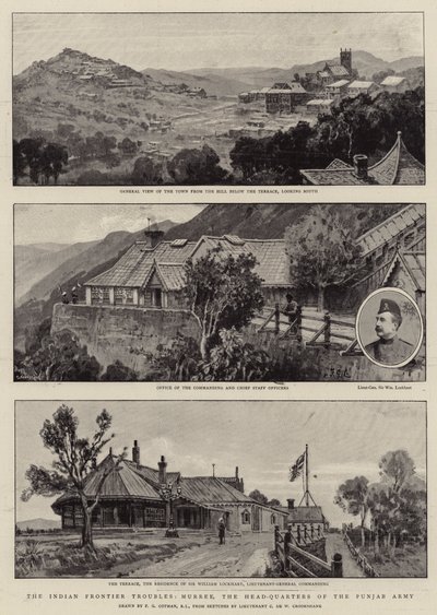 Die indischen Grenzprobleme, Murree, das Hauptquartier der Punjab-Armee von Frederick George Cotman