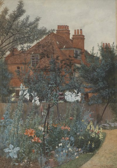Ansicht eines Gartens in Bedford Park von Frederick Hamilton Jackson