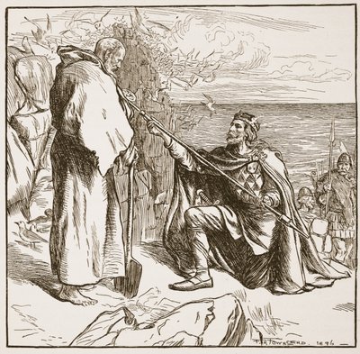 Egfrid bittet St. Cuthbert, Illustration aus 