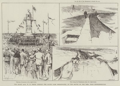 Der ehrenwerte W. H. Smith eröffnet den South Gare Wellenbrecher an der Mündung des Tees, nahe Middlesbrough von Frederick Henry Townsend