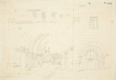 Abteitor der Kathedrale von Bristol, Blick nach Süden von Frederick Mackenzie