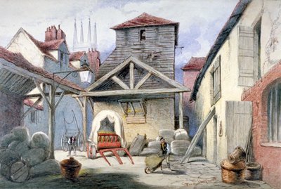 Hof des Rose Inn, Farringdon Street, City of London von Frederick Napoleon Shepherd