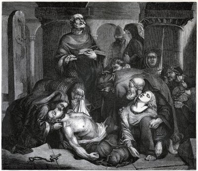 Das Begräbnis von Harold in der Abtei von Waltham, 1847 von Frederick Richard Pickersgill