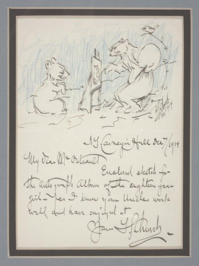 Autographenbrief mit Skizze von Frederick Stuart Church