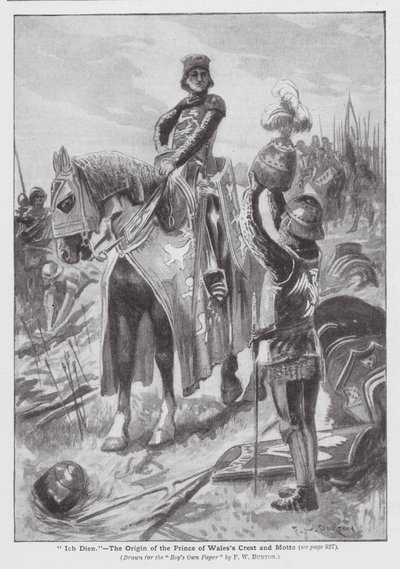 "Ich Dien", der Ursprung des Wappens und Mottos des Prinzen von Wales von Frederick William (after) Burton