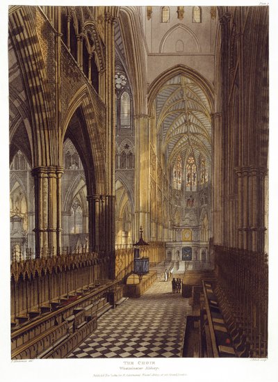 Der Chor, Platte 7 aus Westminster Abbey, graviert von J. Bluck (fl.1791-1831) veröffentlicht von Rudolph Ackermann (1764-1834) 1811 von Frederick after Mackenzie
