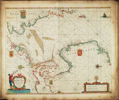 Pascaart der Nordsee, die alle Küsten und Häfen zeigt von Frederick de Wit