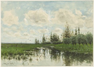 Teich mit Bäumen und Weideland von Fredericus Jacobus van Rossum du Chattel