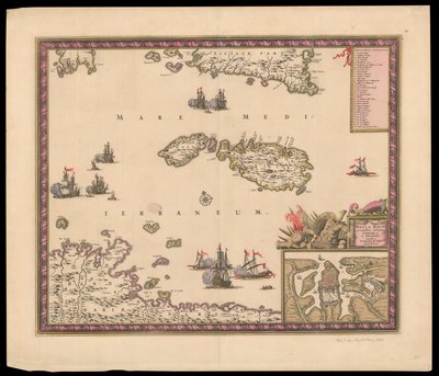 Insula Malta accuratissime Delineata Urbibus et Fortalitiis expressa von Frederik de Wit