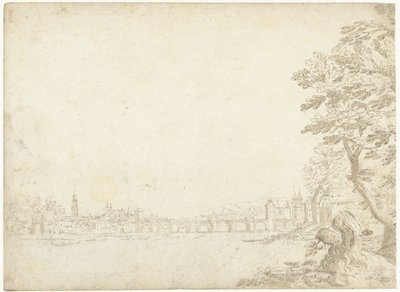 Ansicht einer Stadt an einem Fluss (der Donau?) von Frederik van Valckenborch