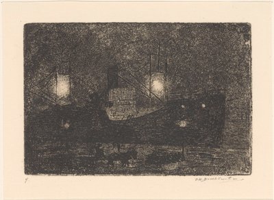 Boot am Kai bei Abend von Frederika Henriëtte Broeksmit (signed by artist)