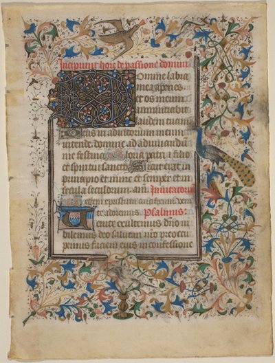 Manuskriptblatt aus einem Stundenbuch (incip. Passionis) von French 14th Century