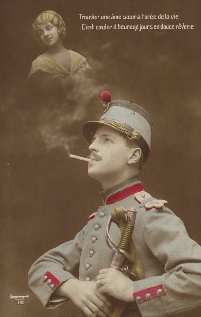 Ein junger Soldat träumt von seiner Liebe von French Photographer