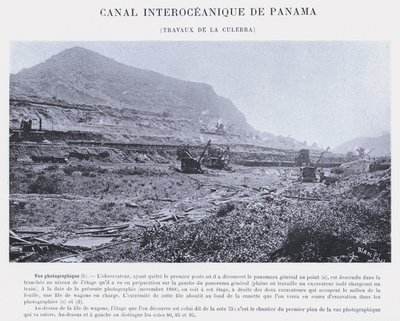 Interozeanischer Kanal von Panama, Arbeiten an der Culebra (s/w Foto) von French Photographer